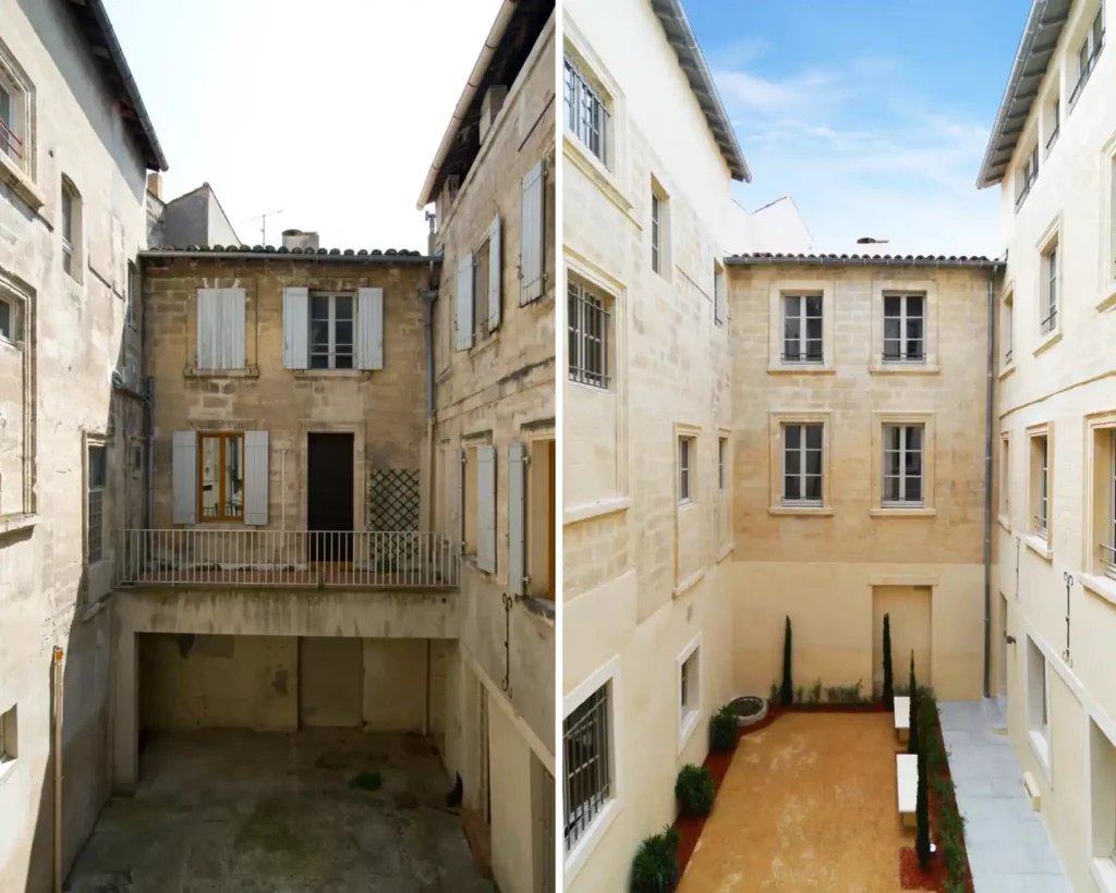 Avant / Après – Rénovation d’un immeuble éligible à la loi Malraux dans un centre-ville historique