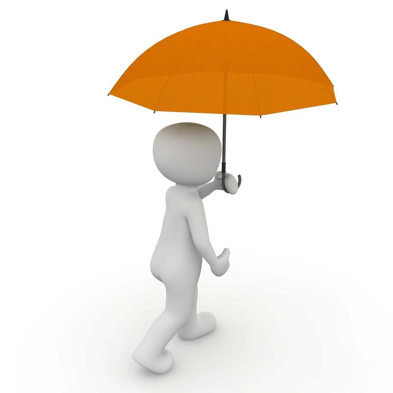 Personnage blanc tenant un parapluie symbolisant la protection offerte par une assurance prêt immobilier.